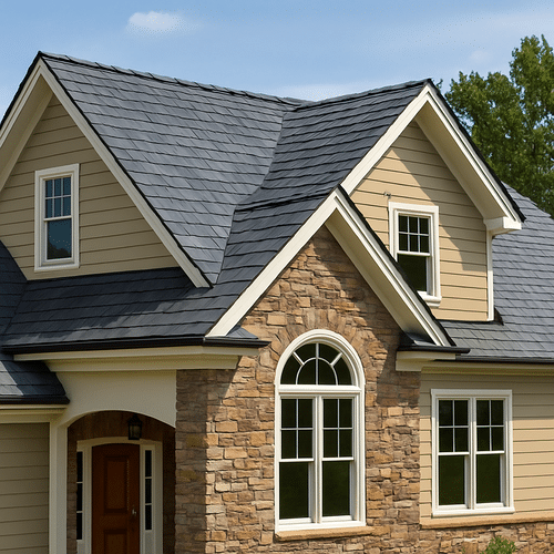 Synthetic Slate Roof Installation
